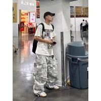 ราคา FAR CAMO CARGO PANTWhite Camo Multi Pocket Wide Leg Workwear Functional Trousers Tactical Paratrooper Pants Men (27360529232)