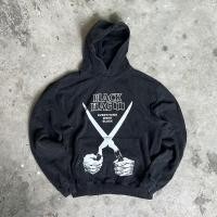 ราคา VintageAmerican Style Retro Washed Distressed Punk Rock Band Scissors Printed Couple Hooded Sweater Hoodies (26160519547)
