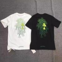 ราคา Chrome Hearts Classic Horseshoe Fluorescent Green Overlapping Cross Sanskrit Casual Short Sleeve Men and WomenTT shirt Half Sleeve (26510524869)