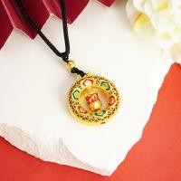 ราคา เวียดนามทรายทอง plated เลียนแบบทองหกตัวอักษร Mantra จี้สร้อยคอโซ่ทองแดงยาวนานสี Fade Filigree Ho (28605313673)