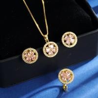 ราคา เวียดนามทรายทองเลียนแบบทองสีชมพูเพชรกลวงดอกไม้แหวนทองแดงไมโครชุด พลอยเทียม ต่างหูสุภาพสตรีหรูหราสร้อยคอ (28605313615)