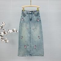 ราคา กระโปรงยีนส์กระโปรงครึ่งความยาวสินค้ายุโรปปักกลางความยาว ก เส้น กระโปรงยีนส์ผู้หญิง2024ใหม่สไตล์ฤดูใบไม้ผลิฤดูร้อนชุดเอวสูงกลับ สปลี (27658129969)