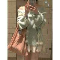 ราคา สวยพรีเมี่ยม One Line คอที่ไม่มีสายหนังเสื้อถัก Snowball Bowknot เสื้อกันหนาว Chanel แจ็คเก็ต ins แฟชั่น All Match Slimmer ดู (27808235380)