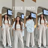 ราคา TIHIK pants กางเกงขากระบอกใหญ่เอวสูง ทรงเบสิกผ้าเปเป้ เอวสูงไม่รั้งเป้า KU HW0845 (26710693214)