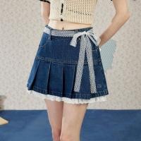 ราคา ยูนิฟรี ลูกไม้จีบกระโปรงยีนส์เข็มขัดลูกไม้เข็มขัด (24785258823)