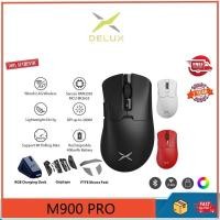 ราคา Delux M900 PRO PAW3395 เมาส์สําหรับเล่นเกม DPI MAX 26000 แบบมีสาย 2 4G ไร้สายชาร์จ RGB แท่นชาร์จ 63g น้ําหนักเบาเป็นพิเศษไม่สมมาตรการออกแบบตามหลักสรีรศาสตร์สําหรับ PC แล็ปท็อป Windows (28904779715)