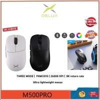 ราคา เมาส์ไร้สาย Delux M500 Pro อุปกรณ์สามโหมด บลูทูธ 8K อัตราคืน PAW3395 59G น้ําหนักเบา ergonomic เหมาะสําหรับการเล่นเกม PC และแล็ปท็อป (28854761040)