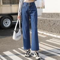 ราคา กางเกงยีนส์ เอวสูง สไตล์เกาหลี ทรงกระบอกใหญ่ ตกแต่งกระดุมด้านหน้า กางเกงยีนส์ขายาว สวยๆเก๋ๆ (16608709506)