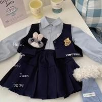 ราคา ชุดเด็กผู้หญิงชุดสามชิ้นแบบใหม่เด็กผู้หญิงกระต่าย JK เครื่องแบบแขนยาวกระโปรงเสื้อกั๊กเด็กสไตล์วิทยาลัยจีบครึ่งความยาว8fhc (27859957910)