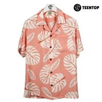 ราคา Teentop เสื้อฮาวาย ผ้าไหมอิตาลีเสื้อเชิ้ต แขนสั้น ลายใบ สีชมพู (28401498022)