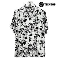 ราคา เสื้อฮาวาย เสื้อเชิ้ต ผ้าไหมอิตาลี แขนสั้น ลายดอก Teentop ดำ (27951493277)