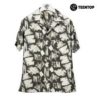 ราคา Teentop ผ้าไหมอิตาลี เสื้อฮาวาย เสื้อเชิ้ต แขนสั้น สีเทา (26351498319)