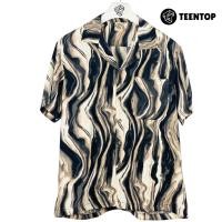 ราคา เสื้อฮาวาย ผ้าไหมอิตาลี เสื้อเชิ้ต แขนสั้น Teentop สีครีมดำ (22490250880)