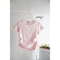 ราคา Ivory เสื้อยืดคอกลมย่นข้างคอลูกไม้ (29060833469)