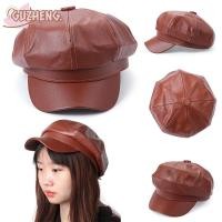 ราคา Guzheng Newsboy หมวก Casual PU หนังสีทึบแฟชั่น Beret หมวก (28860481795)