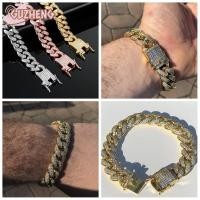 ราคา สร้อยข้อมือ GUZHENG สร้อยข้อมือแฟชั่นเพชรกว้าง 12 มม ฝัง Rhinestone (28310674551)