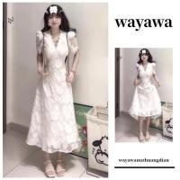 ราคา ฤดูร้อนสไตล์ใหม่ฝรั่งเศสย้อนยุคสีขาวตัดดอกไม้กระโปรงพัฟแขนชุดhigh end Vคอชุดแฟชั่นIns All Match Slimmerดูชุดกระโปรงนางฟ้า (29010850378)