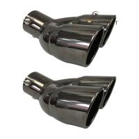 ราคา Bent Dual ท่อไอเสียปลายท่อ 2 5 นิ้ว 3 0 นิ้ว Inlet Slant Cut Black Titanium D sunriselet th (29758822330)