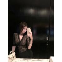 ราคา เสื้อยืดรัดรูปคอวีเซ็กซี่อารมณ์ลูกไม้แขนสั้นด้านบน (29009650042)