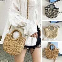 ราคา Euphoria กระเป๋าแฮนด์เมด ความจุขนาดใหญ่ฟางชายหาดทอผ้าฟางกระเป๋า ฤดูร้อนรูปดวงจันทร์ไหล่กระเป๋าสะพายข้างสําหรับผู้หญิง (29656573830)