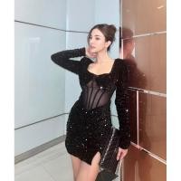 ราคา ? ? ? ? ? ? ? ? ? ชุดเดรสแขนยาวกำมะหยี่ออกงาน เรียบหรูลัคชูวว? ? ? ? ? ? พร้อมส่ง (25754614190)