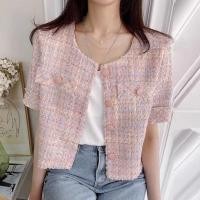 ราคา เกาหลีฤดูร้อนเกาหลีฝรั่งเศสอ่อนโยนสาว Chanel Retro Single Breasted เสื้อแจ็คเก็ตคอกลมแขนสั้นเสื้อแจ็คเก็ตสั้นผู้หญิง (29205189907)