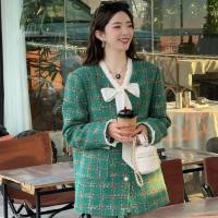 ราคา All match American French Retro Chanel สไตล์แจ็คเก็ตความยาวกลางผู้หญิงฤดูหนาวสไตล์ใหม่ขายร้อนโบว์ตรวจสอบด้านบน (28755134085)