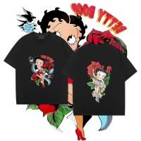 ราคา BettyBoop การพิมพ์ เสื้อยืด ผ้าฝ้ายยืดหยุ่น คอกลม ขนาดพลัส ยูนิฟอร์ม (24176510626)