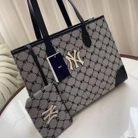 ราคา MLB กระเป๋าโท้ทความจุขนาดใหญ่ผ้าใบกระเป๋าโท้ทแนวนอนหญิงปักลาย NY กระเป๋าถือ (24785585676)