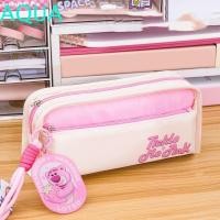 ราคา น้ํา เย็บร้อย กล่องดินสอ ผ้าใบสตรอเบอร์รี่หมีความจุขนาดใหญ่ปากกากระเป๋า น่ารัก น่ารักพร้อมจี้ความจุสูงหลายชั้นพลิกปากกากระเป๋าเครื่ (25585809946)