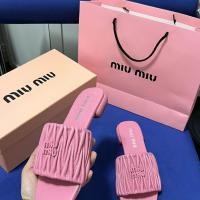 ราคา Miumiu2024ใหม่ผู้หญิงรองเท้าแตะแฟชั่นลำลองรองเท้าแตะส้นแบน j3re (28009247188)