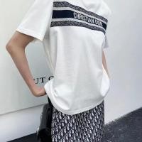 ราคา Dior2024ฤดูร้อนใหม่ผู้หญิงแฟชั่นลำลองเรียบง่ายแขนสั้นเสื้อยืด ehs7 (25635988724)