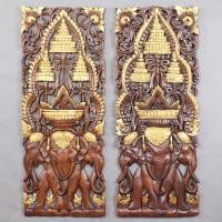 ราคา ที งานฝีมือไทยช้างสามหัวตกแต่งผนังเอเชียตะวันออกเฉียงใต้ไม้แกะสลักช้างจี้ทางเข้าโซฟาพื้นหลังกระดานแขวนผนัง (29561182583)