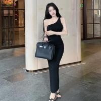 ราคา ปาร์ตี้ฝรั่งเศสปาร์ตี้เซ็กซี่สีดําไหล่เดียวกระโปรงยาวผู้หญิงสลิมฟิตแคบ เอวยืดเอียงไหล่เชือกแขวนคอออกแบบแขนกุดกลาง (29505593378)