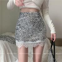 ราคา กระโปรง ทรงเอ เอวสูง ประดับเลื่อม แต่งลูกไม้ แฟชั่นสําหรับสตรี (18276356118)