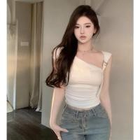 ราคา เสื้อสายเดี่ยว เปิดไหล่ข้างเดียว สุดเซ็กซี่ เข้ารูป แต่งหัวเข็มขัด สีเงิน สําหรับผู้หญิง (18188109364)