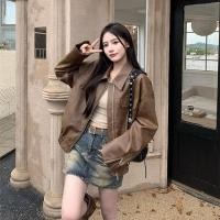 ราคา เสื้อแจ็กเก็ตแขนยาว หนัง PU ทรงหลวม สีกาแฟ แฟชั่นฤดูใบไม้ร่วง (23681515393)