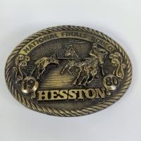 ราคา หัวเข็มขัดวินเทจ Hesston 1980 Rodeo NFR National Finals Rodeo Belt Buckle Cowboys (28604811430)