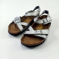 ราคา รองเท้ารัดส้นหญิง Birkenstock RIO Silver Strap Women Sandal Sz 37 (26260992603)