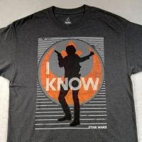ราคา เสื้อยืด Disney x Star Wars T Shirt Mens XL Gray Han Solo I Know Graphic Tee (25082401171)
