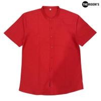ราคา เสื้อเชิ้ตผ้าอ็อกฟอร์ด คอจีนแขนสั้น สีเเดง นุ่ม สบาย (23216846806)