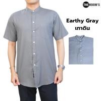 ราคา THE ROOM S เดอะรูม เสื้อเชิ้ตสีเทาดิน OXFORD SHIRT เสื้อเชิ้ต แขนสั้น ผู้ชาย คอจีน (29007956057)