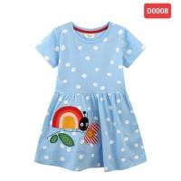 ราคา พร้อมส่งจากไทย ชุดกระโปรงเด็กหญิง เดรส Jumping Meters ผ้าคอตตอน สีฟ้าลายจุด เต่าทอง (11381041657)