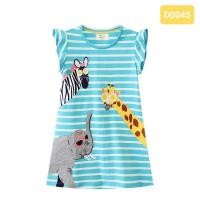 ราคา พร้อมส่งจากไทย ชุดกระโปรงเดรส Jumping Meters ผ้าคอตตอน งานปักลายสีฟ้า ช้าง ยีราฟ ม้าลาย (14650167436)