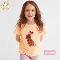ราคา เสื้อยืดแขนสั้นสีโอรส ปักเลื่อมกระต่าย (23452801582)