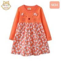 ราคา พร้อมส่งจากไทย เดรสแขนยาวส้มลายหมี (23978504458)