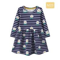 ราคา พร้อมส่งจากไทย เดรสแขนยาวกรมลายขวางดอกไม้ (23578501518)