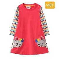 ราคา พร้อมส่งจากไทย เดรสแขนยาวแดง แมวแขนลายทาง (23253020441)