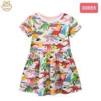 ราคา พร้อมส่งจากไทย ชุดกระโปรงเด็กหญิง เดรส Jumping Meters ผ้าคอตตอน ลายไดโนเสา (18134114757)
