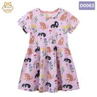 ราคา พร้อมส่งจากไทย ชุดกระโปรงเด็กหญิง เดรสเด็กหญิงผ้าคอตตอน100 เดรสลายแมว สีม่วง (25265295780)